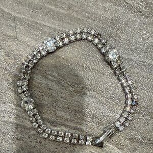 Elegant Silver Crystal Tennis Bracelet